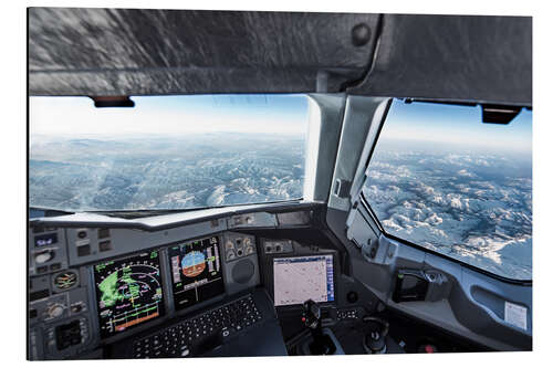 Tableau en aluminium Cockpit d'A380 au-dessus de l'Hindu Kush