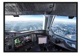 Gerahmter Kunstdruck A380 Cockpit über dem Hindukusch
