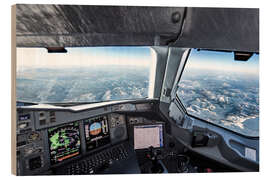 Holzbild A380 Cockpit über dem Hindukusch