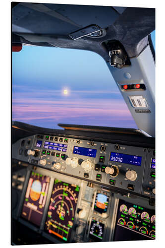 Tableau en aluminium Cockpit d'Airbus A380 et lune montante