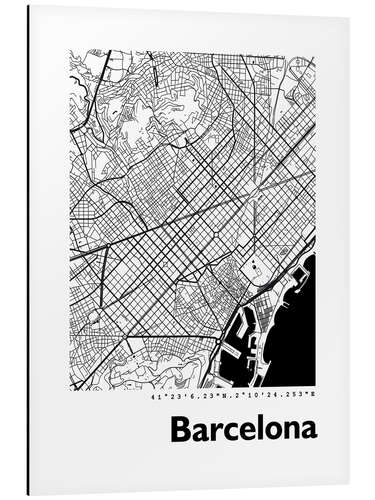 Tableau en aluminium Plan de Barcelone (espagnol)