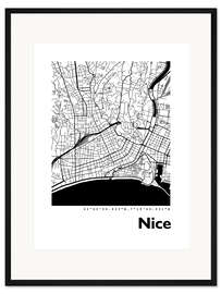Gerahmter Kunstdruck Karte von Nizza