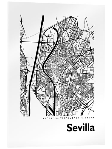 Acrylglasbild Karte von Sevilla