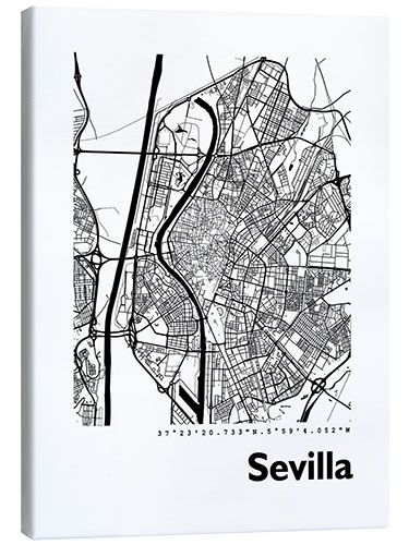 Quadro em tela Mapa de Sevilha