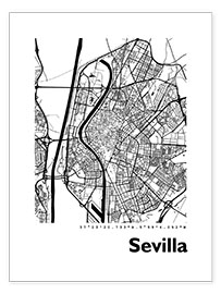 Poster Karte von Sevilla
