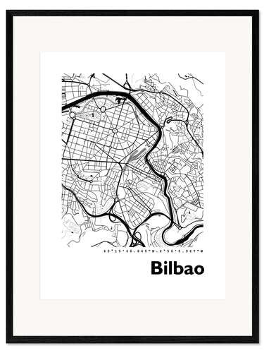 Innrammet kunsttrykk Map of bilbao