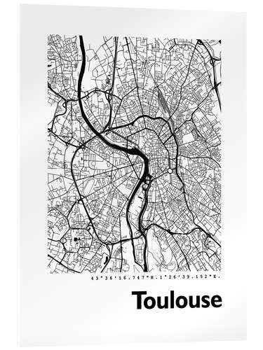 Acrylglasbild Karte von Toulouse