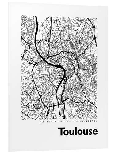 Print på skumplade Map of Toulouse