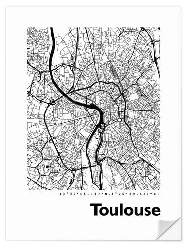 Naklejka na ścianę Map of Toulouse