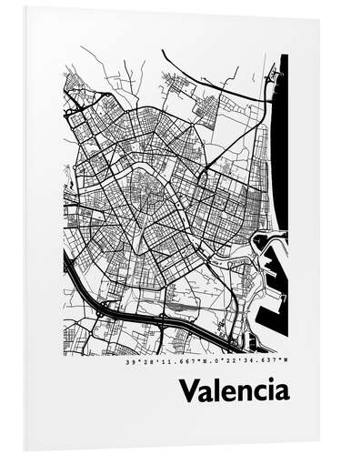 Foam board print Valencia map