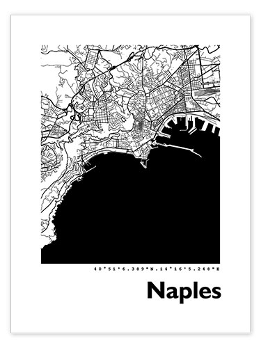 Poster Mappa della città di Napoli
