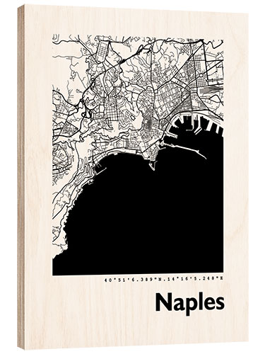 Cuadro de madera Mapa de la ciudad de Nápoles