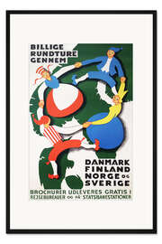 Gerahmter Kunstdruck Zugreiseplakat Skandinavien (dänisch)