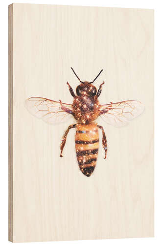 Wood print Glitter Bee