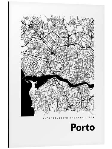 Aluminium print City map of Porto