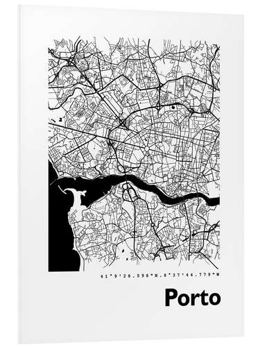 Hartschaumbild Stadtplan von Porto