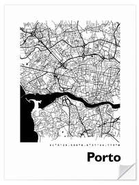 Vinilo para la pared Mapa de la ciudad de Oporto