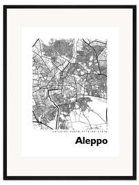 Gerahmter Kunstdruck Stadtkarte von Aleppo