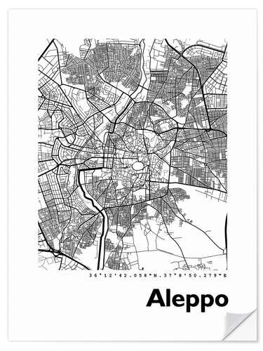 Wandsticker Stadtkarte von Aleppo