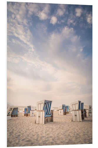 Foam board print Blue and white - beach chairs and sky on Sylt