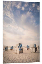 Foam board print Blue and white - beach chairs and sky on Sylt