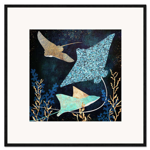Ingelijste kunstdruk Metallic Stingray II