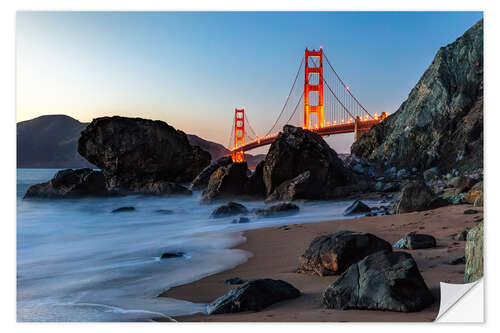 Selvklebende plakat Golden Gate Bridge in San Francisco