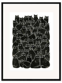 Inramat konsttryck Suspicious Cats
