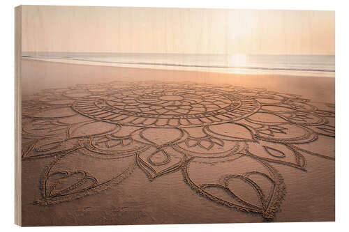 Wood print Mandala am Strand