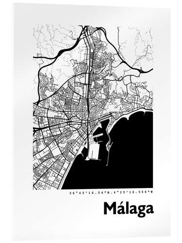 Acrylic print City map of Malaga