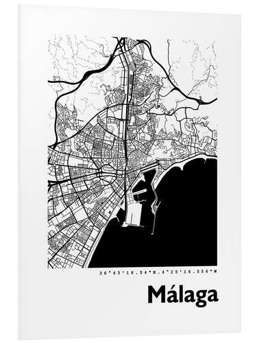 Tableau en PVC Plan de la ville de Malaga