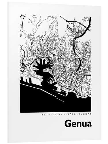 Foam board print Genoa city map