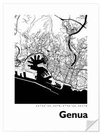 Självhäftande poster Genoa city map