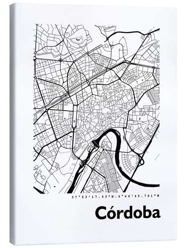 Leinwandbild Stadtkarte von Cordoba