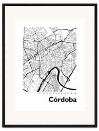 Gerahmter Kunstdruck Stadtkarte von Cordoba