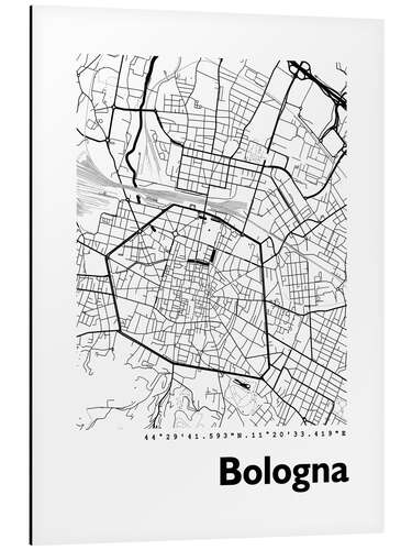 Quadro em alumínio Mapa de Bolonha