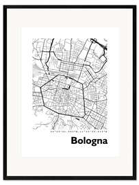 Kehystetty taidepainatus Bologna city map