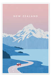 Poster  Illustration de la Nouvelle-Zélande (anglais) - Katinka Reinke