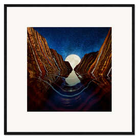 Ingelijste kunstdruk Moon Reflection