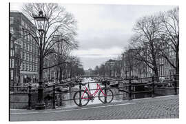 Stampa su alluminio  Bicicletta rossa ad Amsterdam - George Pachantouris