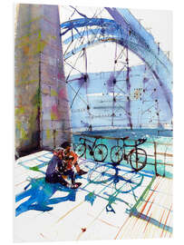 Hartschaumbild Fahrräder an der Ponte Dom Luís I, Porto