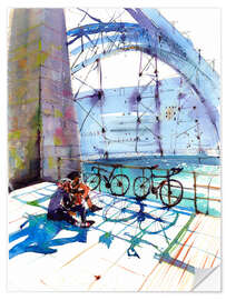 Wandsticker Fahrräder an der Ponte Dom Luís I, Porto