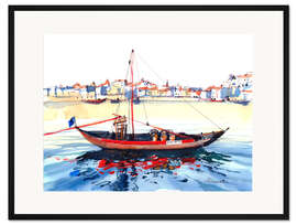 Gerahmter Kunstdruck Boote auf dem Douro, Porto