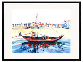 Kehystetty taidepainatus Boats on the Douro, Porto