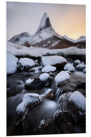 Foam board print Frozen waterfall in Norway