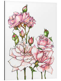 Aluminium print Bouquet of pink roses