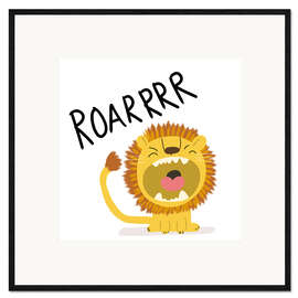 Impression artistique encadrée Lion rugissant