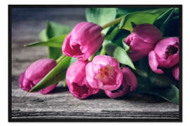 Gerahmter Kunstdruck Pinkfarbener Tulpenstrauß