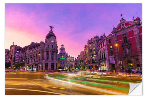 Selvklebende plakat Rush hour in Madrid city center