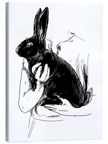 Canvas print The black rabbit